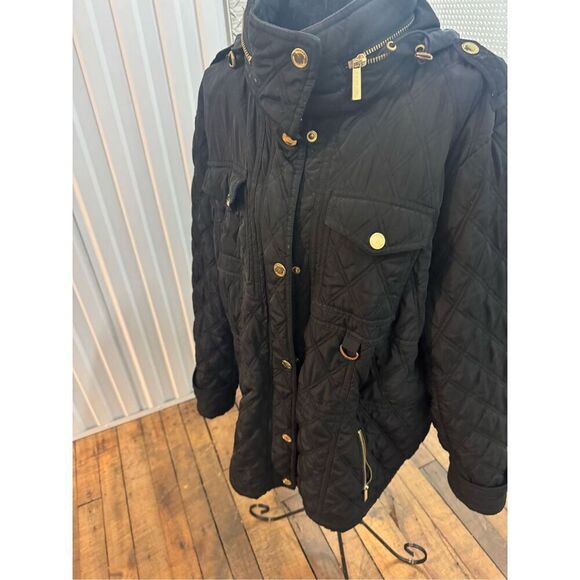Michael kors mkblack/gold  quilted packable Jacket/coat hooded plus size 1xl - Picture 2 of 11